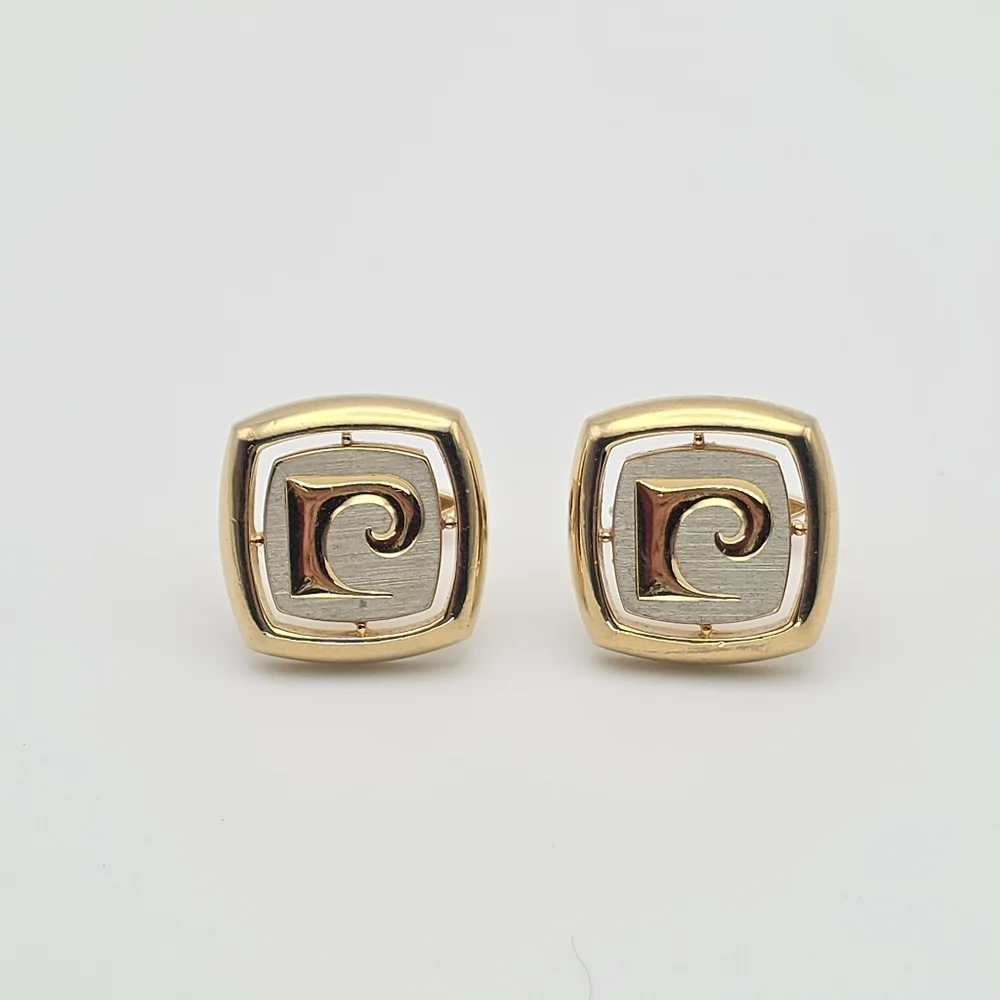 Vintage PIERRE CARDIN‎ Logo Cufflinks Gold & Silver Tones Classy FREE $HIPPING!!